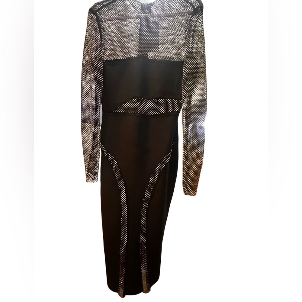 Bondage midi dress with rhinestone mash size large